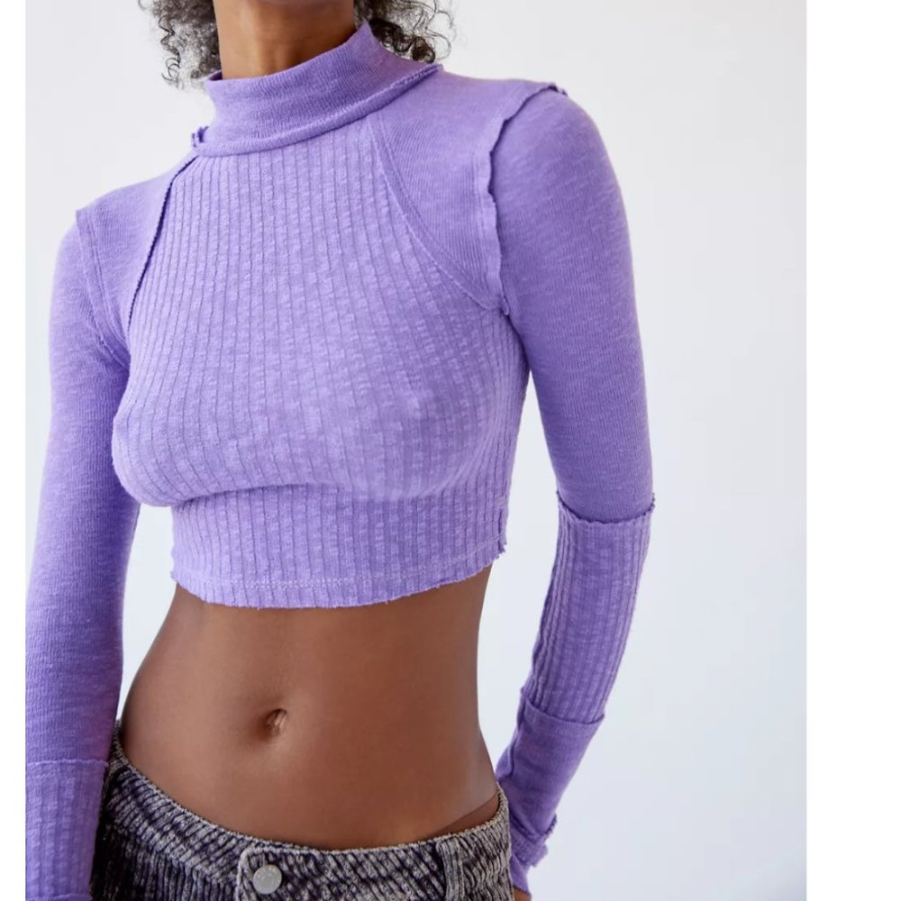 NWT BDG Brown Messi Seamed Mock Neck Top